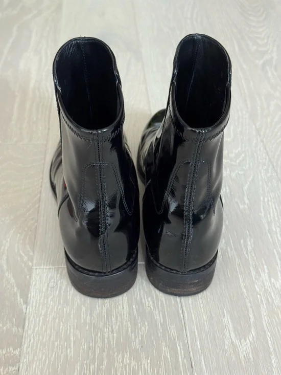 Stuart Weitzman 50/50 Black Patent Leather Ankle Boots - Picture 5 of 10